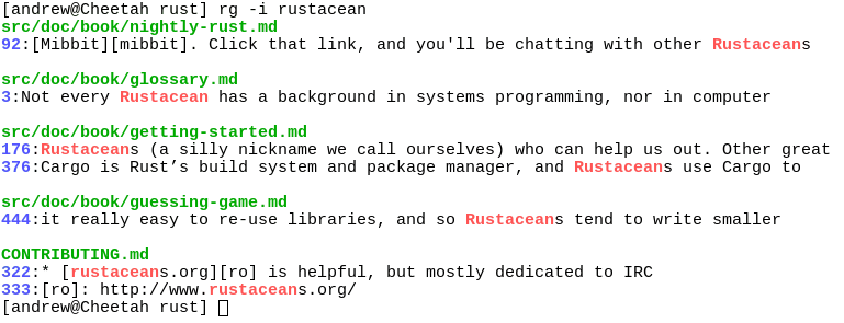 RipGrep sample output